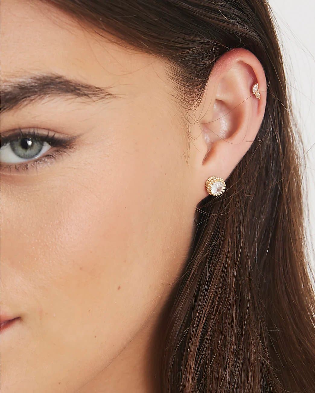 River Island River Island Womens Gold 2 Pack Diamond Simulant Stud Earrings