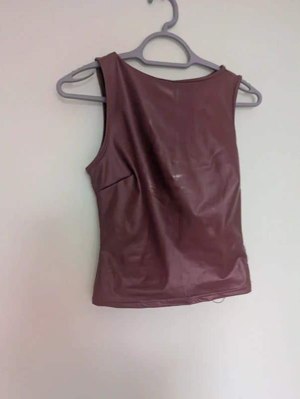 Shein Latex style burgundy vest XS