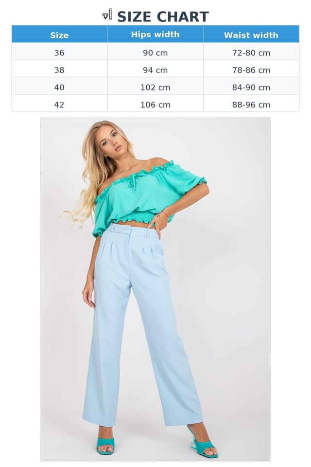 Love Lace Love Lace Women's Wide Leg Fabric Trousers with Side Pockets in Blue - 3