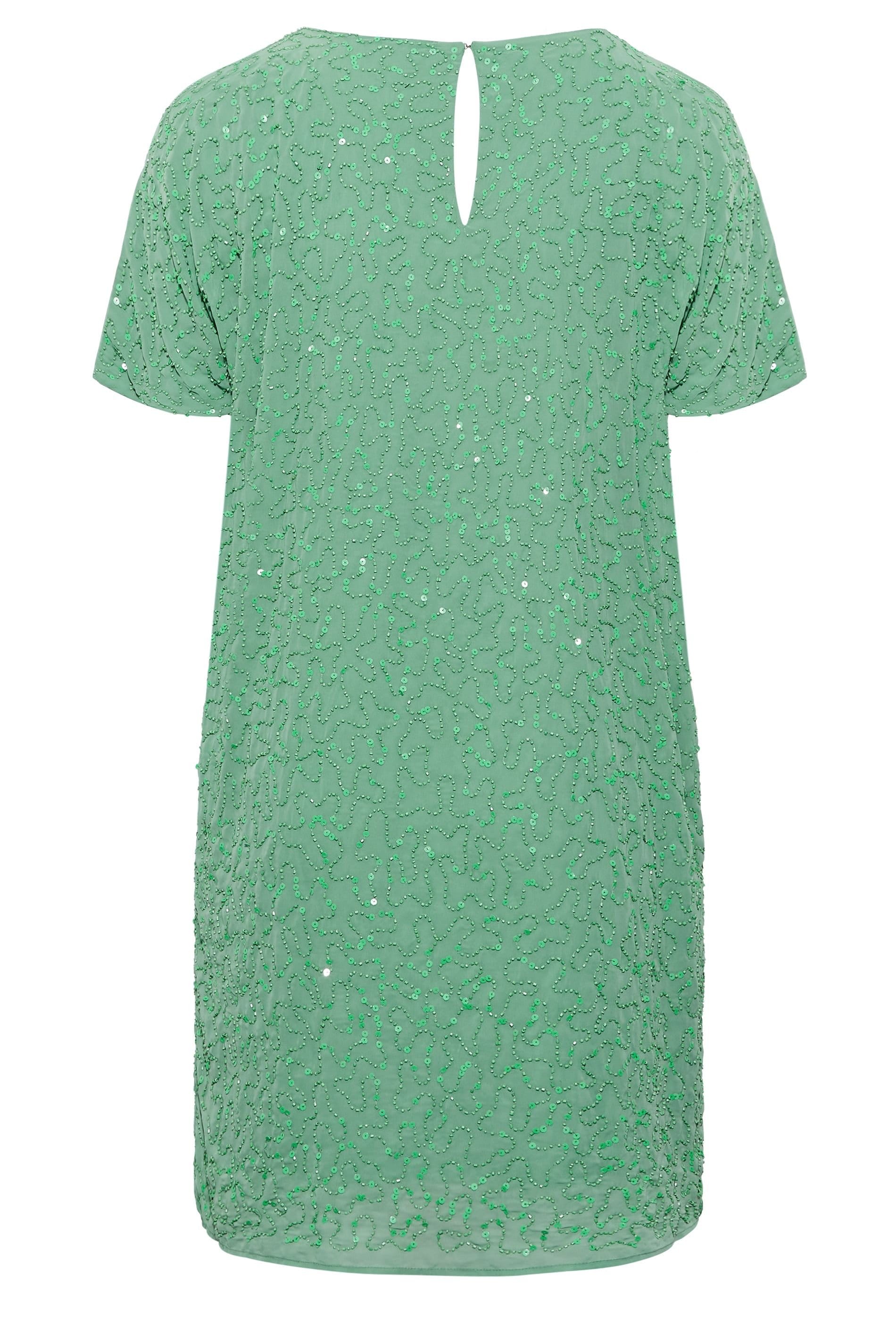 Yours Yours Women's Embellished Shift Dress in Pale Green - 4