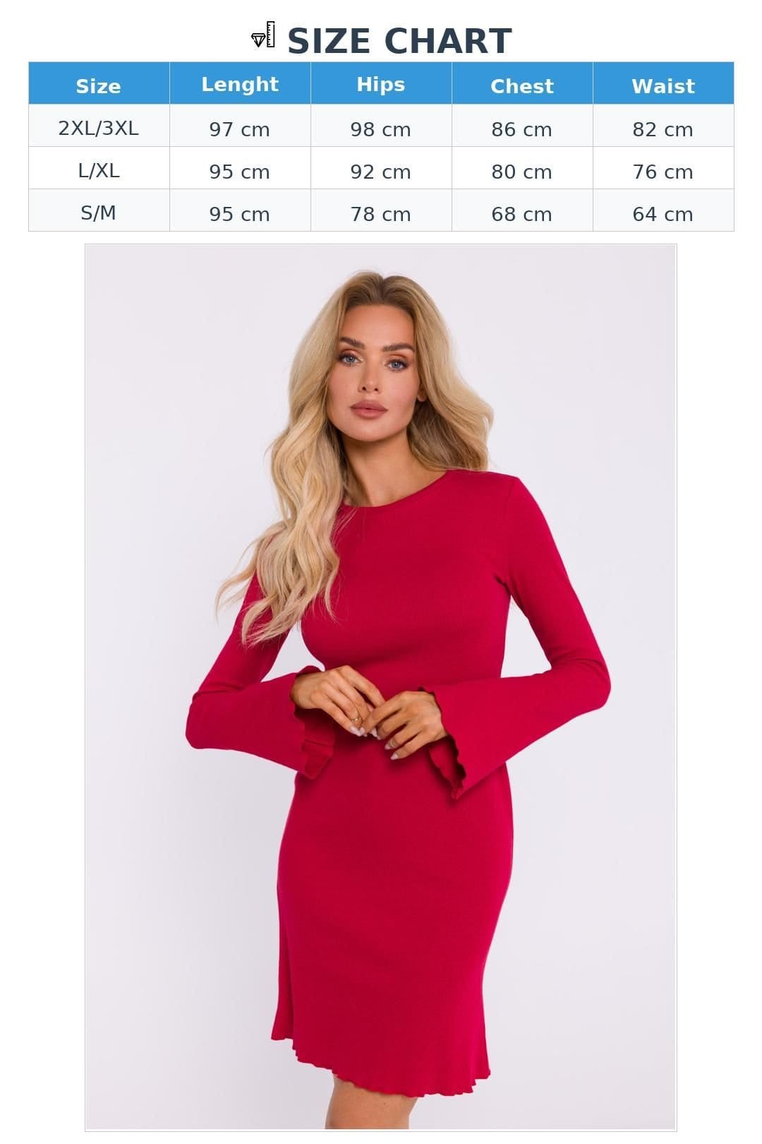 Love Lace Love Lace Women's Long Sleeve Ribbed Cotton Knit Day Dress in Fuchsia - 4