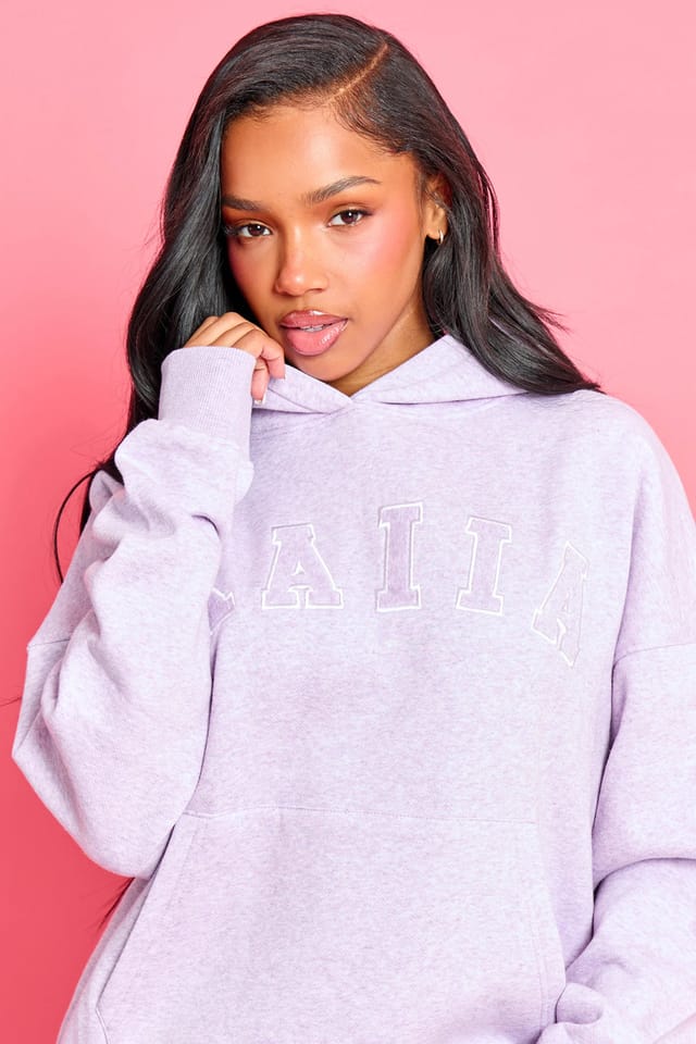 Kaiia Kaiia Slogan Oversized Hoodie Lilac Marl - 2