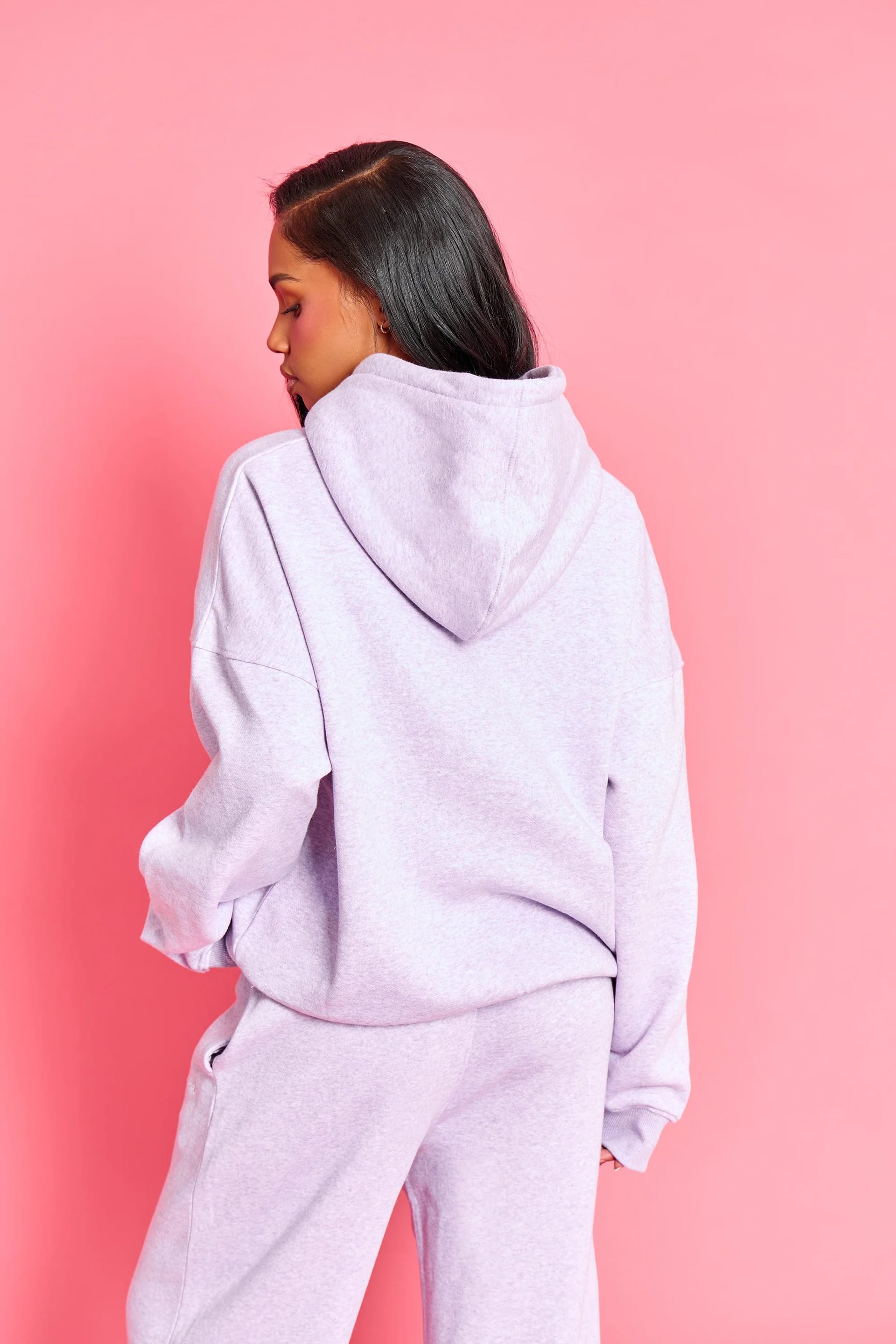 Kaiia Kaiia Slogan Oversized Hoodie Lilac Marl - 4