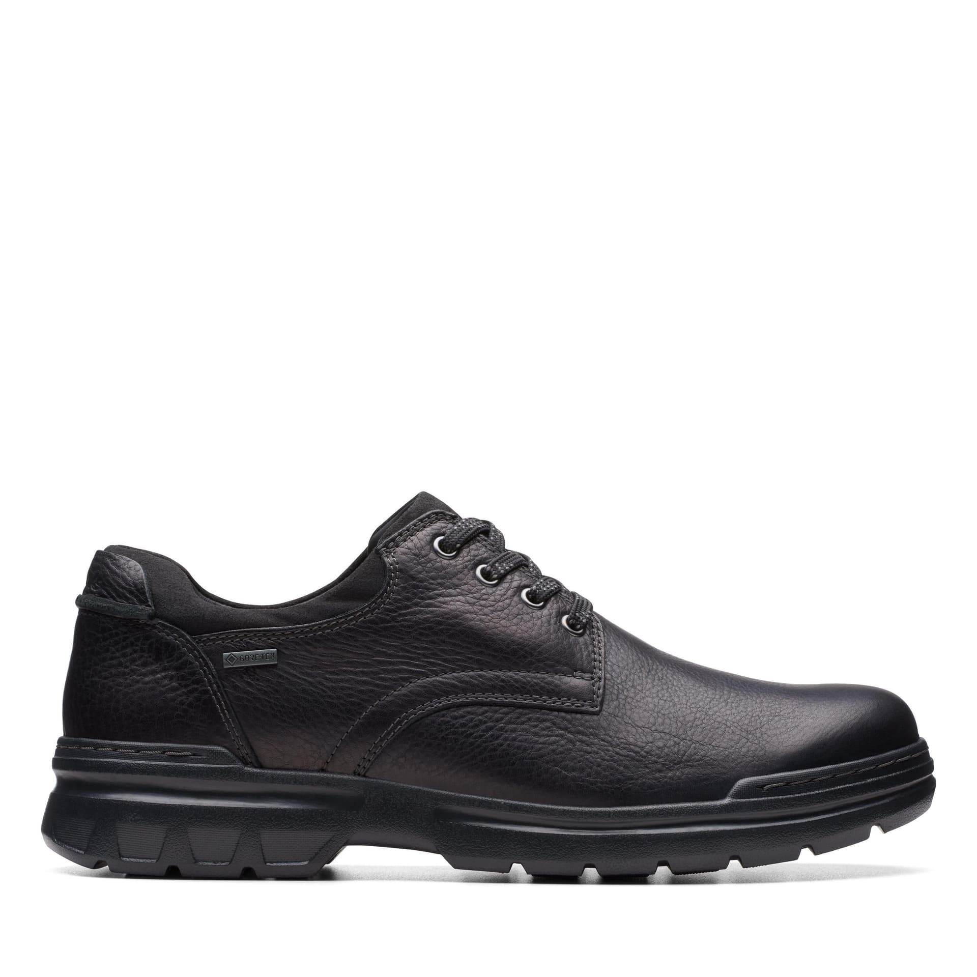 Clarks Clarks Men's Rockie Walk GORE-TEX Black Leather Derby Shoes, Lace Up