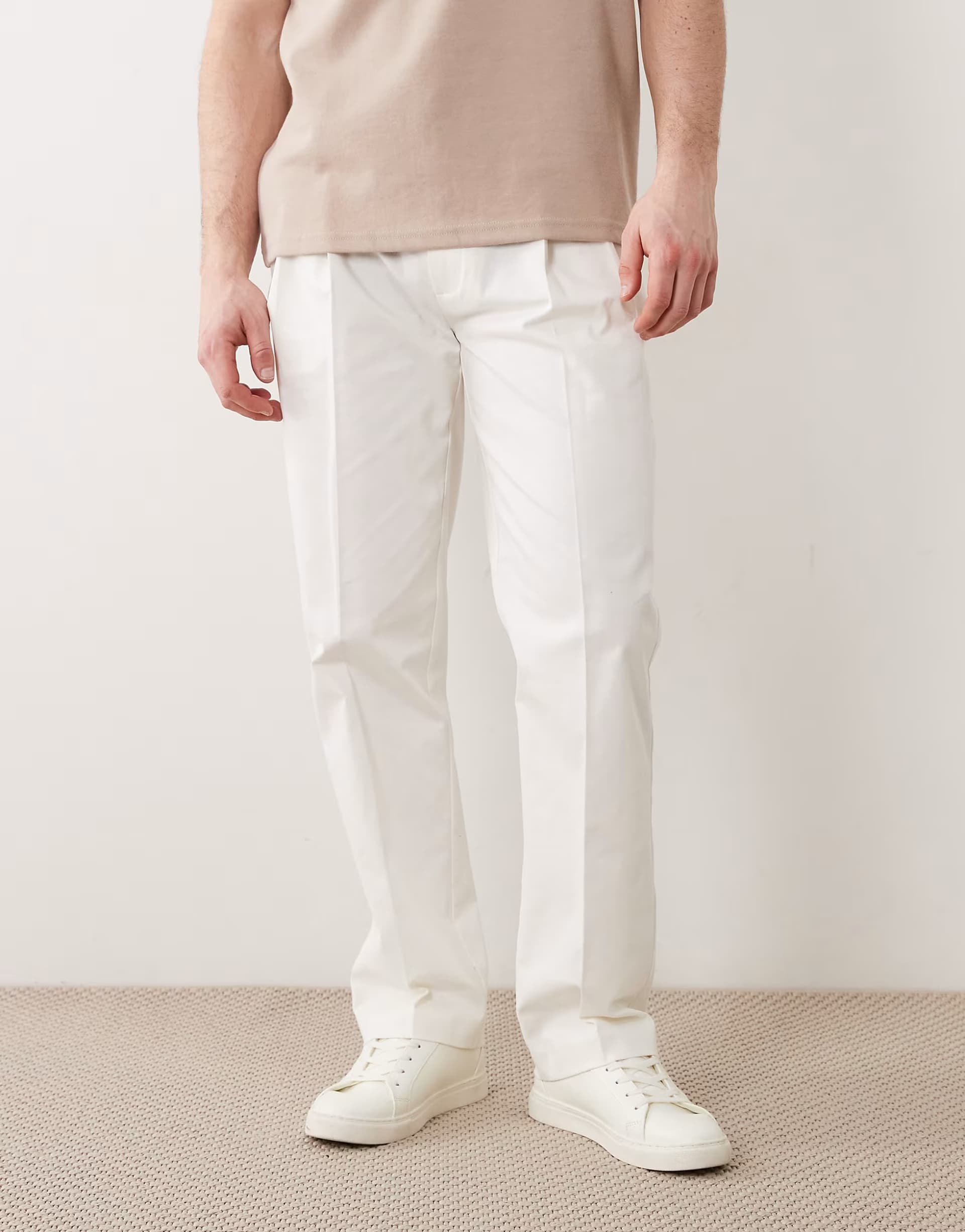 ASOS ASOS White Cotton Rich Straight Leg Chino Trousers