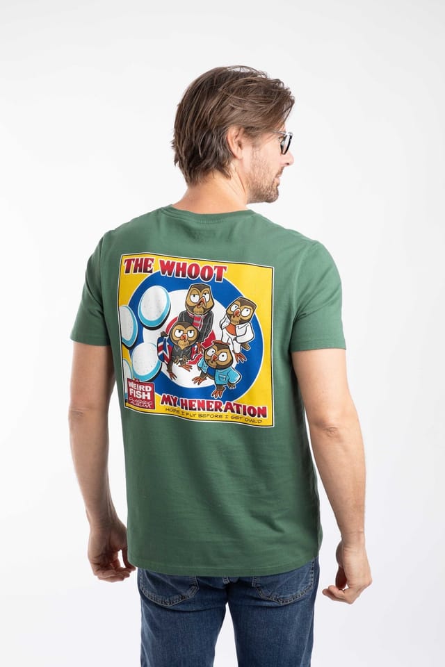Weird Fish Weird Fish Men's The Whoot Artist T-Shirt in Bottle Green - 3