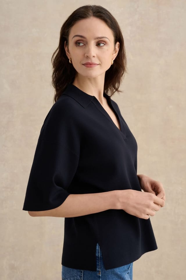 Hobbs London Hobbs London Women's Lenora Polo Jumper in Dark Navy - 3