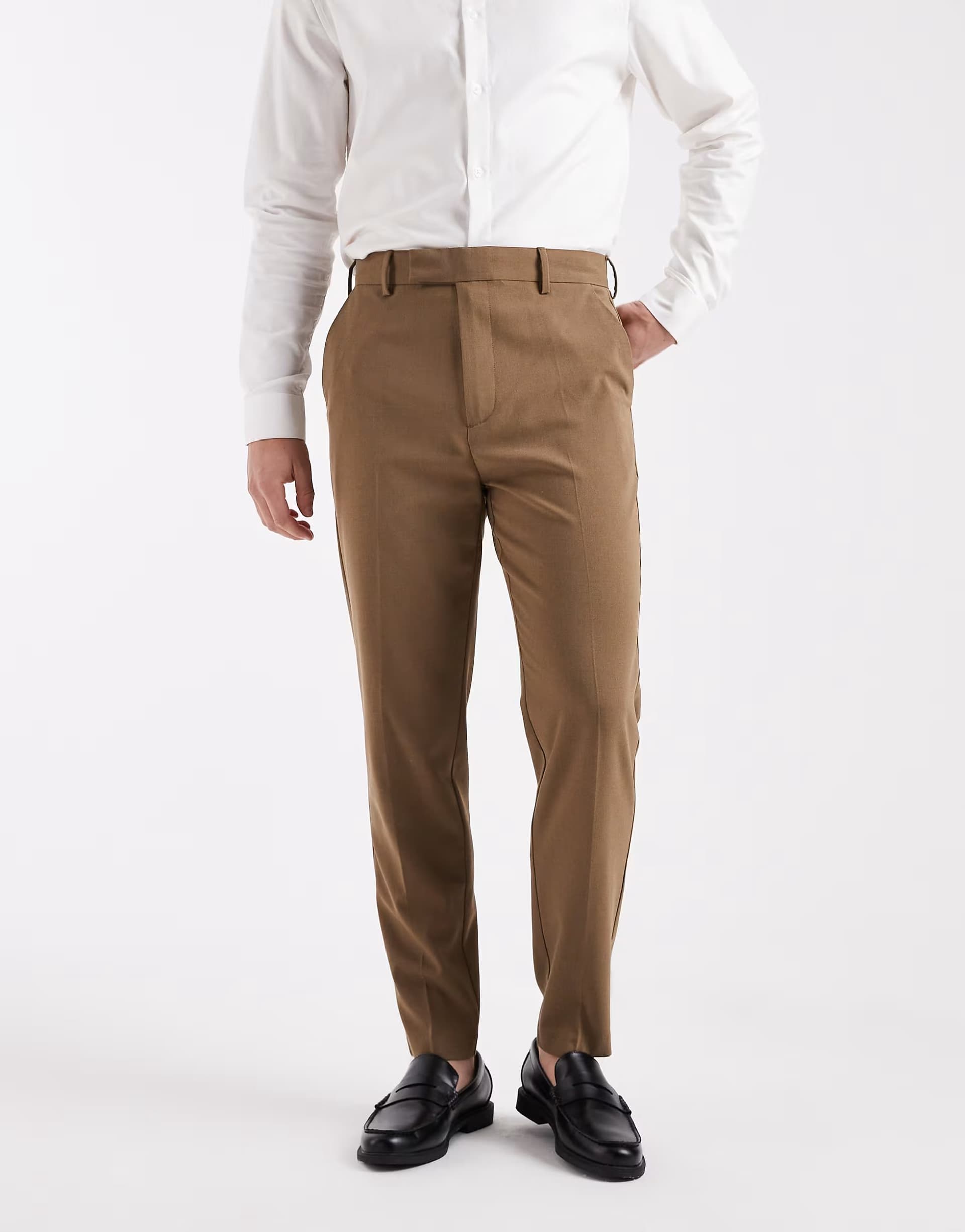 ASOS ASOS DESIGN smart tapered trousers in warm brown