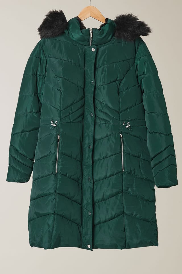 Evans Evans Women's Padded Parka Coat in Green - 2
