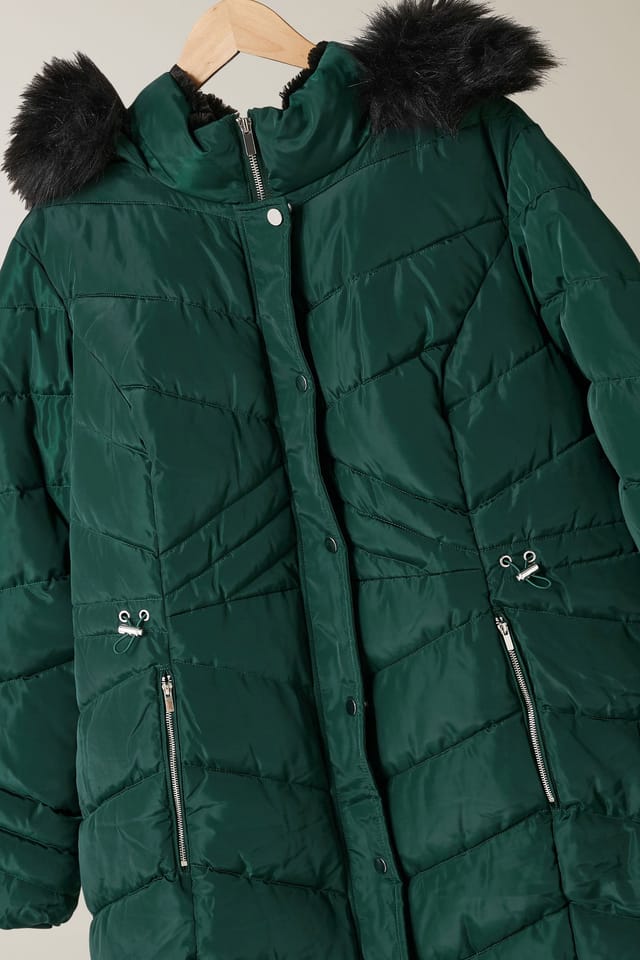 Evans Evans Women's Padded Parka Coat in Green - 3