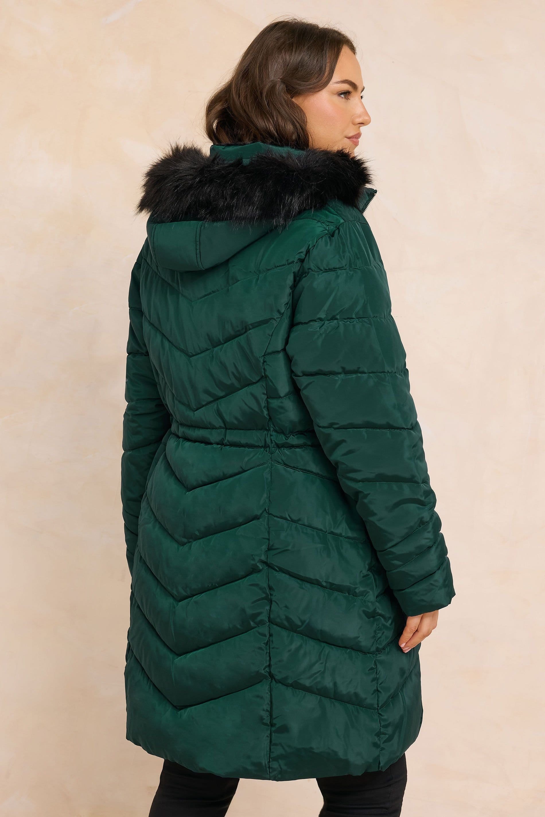 Evans Evans Women's Padded Parka Coat in Green - 4