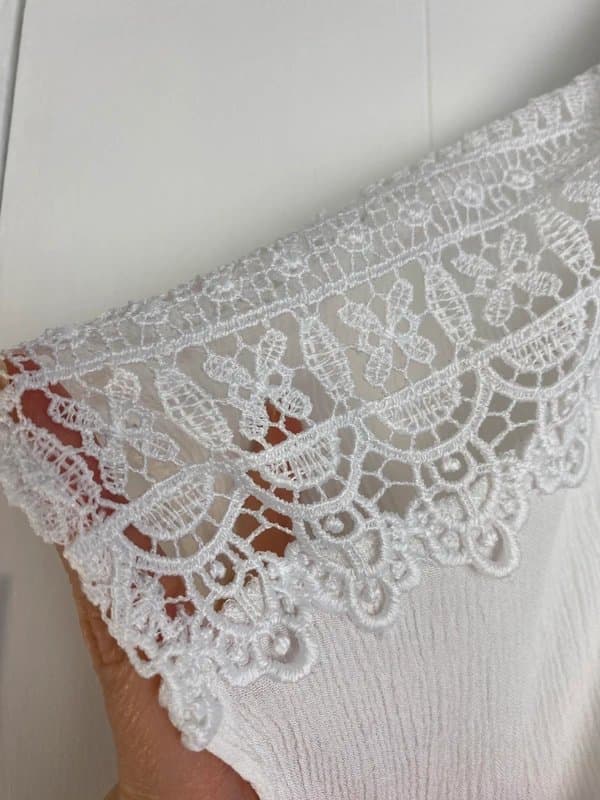 New Look White Lace Beach Cover Up Kaftan Top UK L Boho Holiday New Look