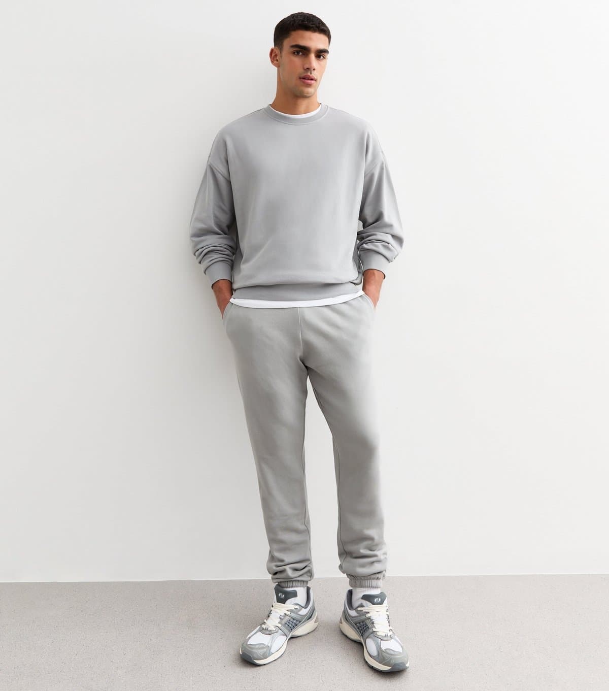 New Look New Look Men's Grey Regular Fit Jersey Joggers