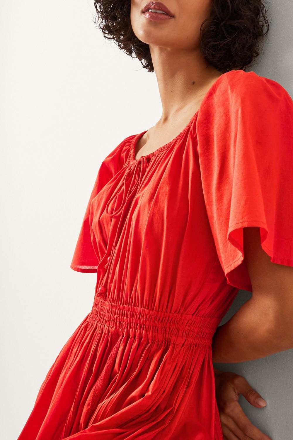 Monsoon Monsoon Women's Lane Pintuck Lace Midi Dress Orange - 4