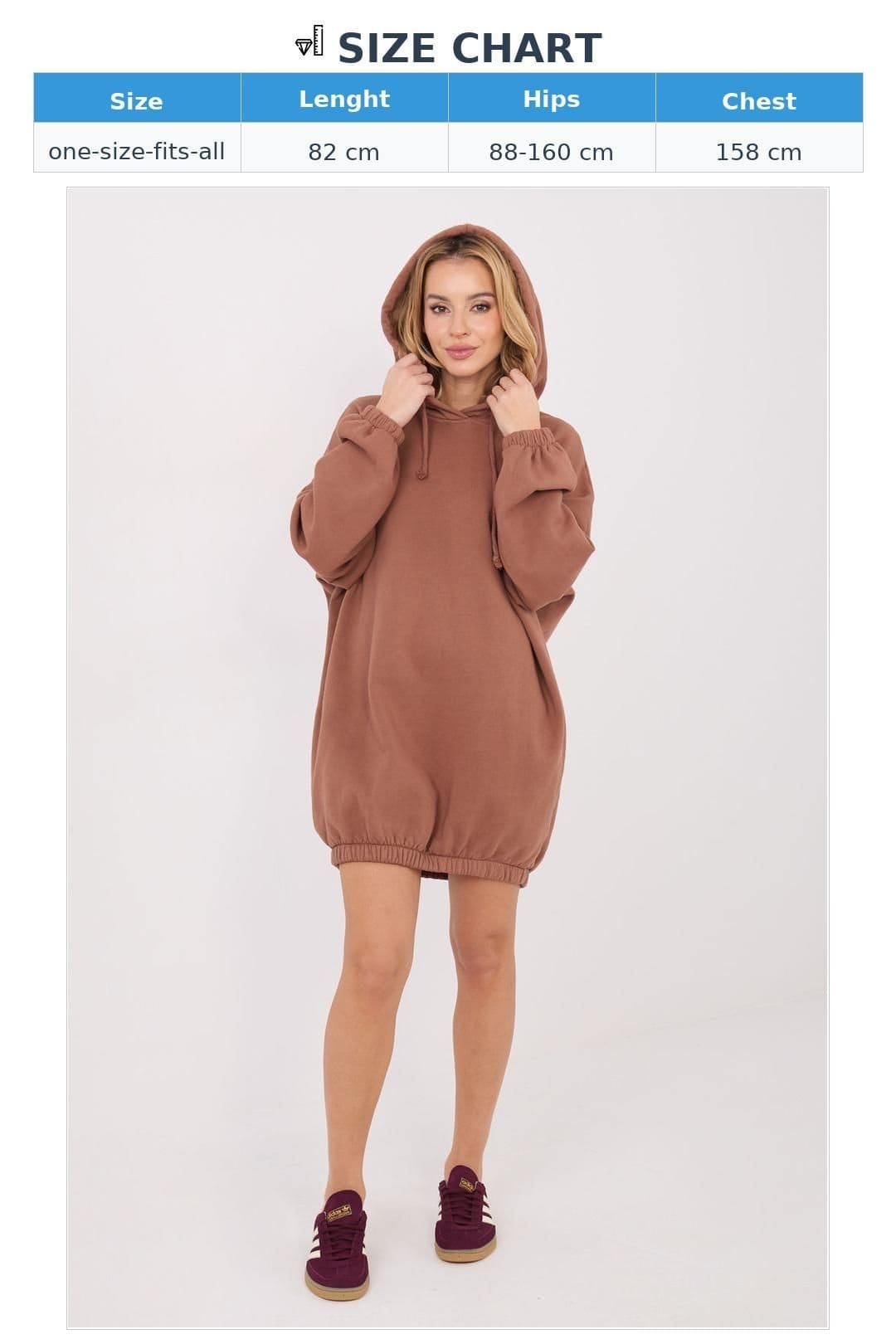 Love Lace Love Lace Women's Oversized Hooded Sweatshirt Dress with Pockets Style 222497 in Brown - 4