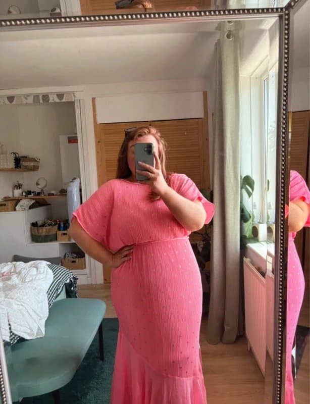 Never Fully Dressed Never Fully Dressed fifi pink gold spot midi dress xxl | BNWT wedding guest occasion