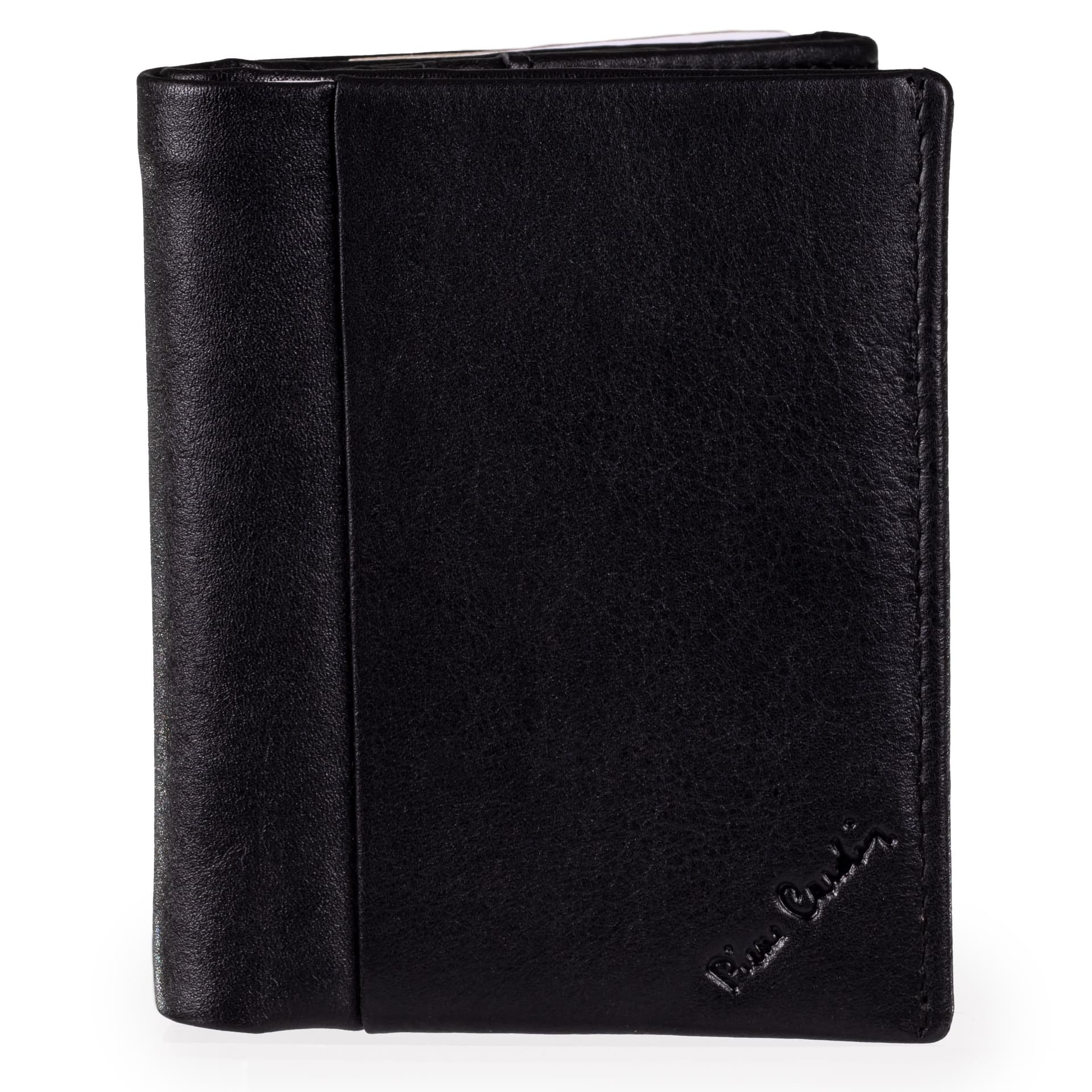 Pierre Cardin Pierre Cardin Men's Mens Genuine Leather Trifold Wallet With Coin Pouch Gift Box Black