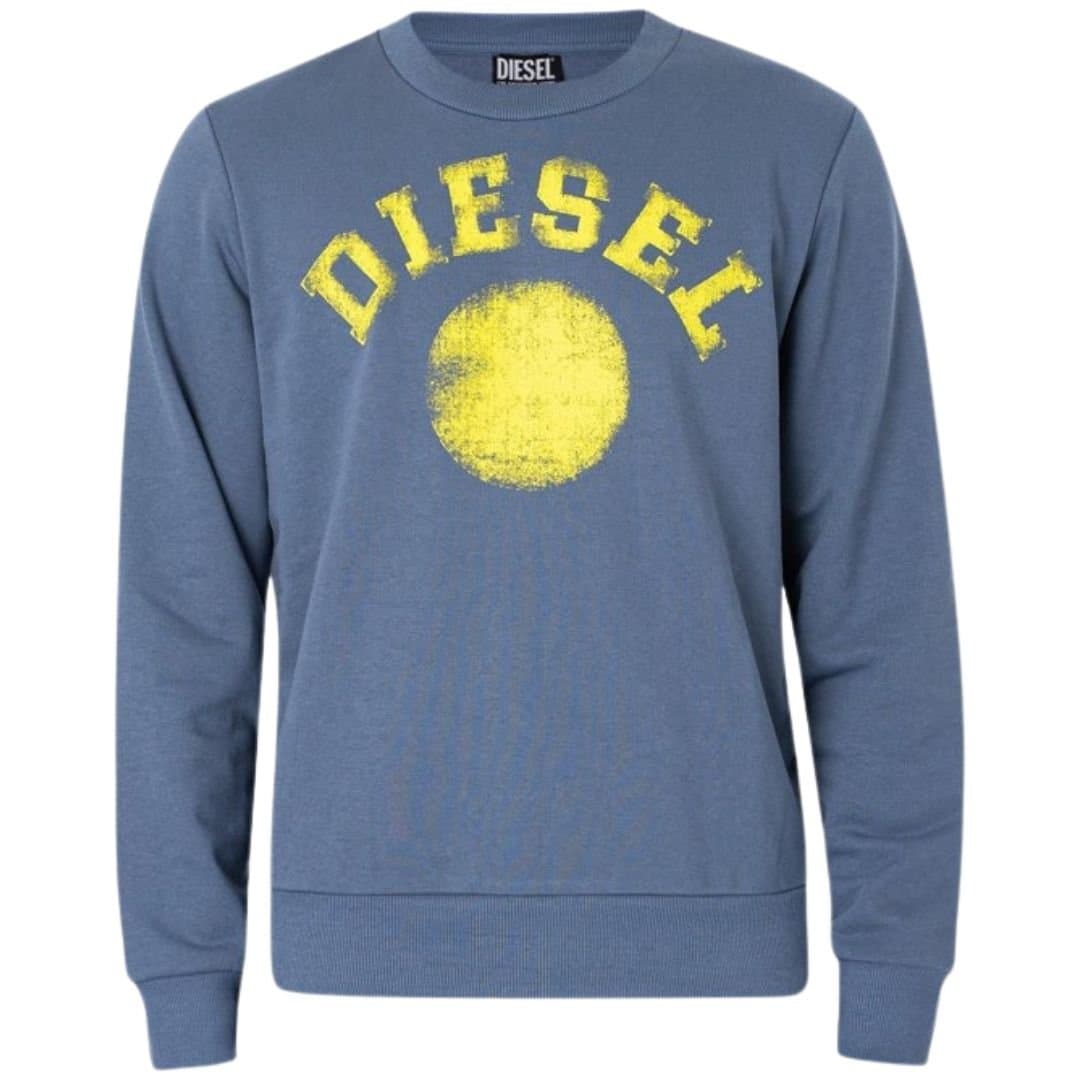 Diesel Diesel Men's Distressed Dot Logo Blue Sweatshirt