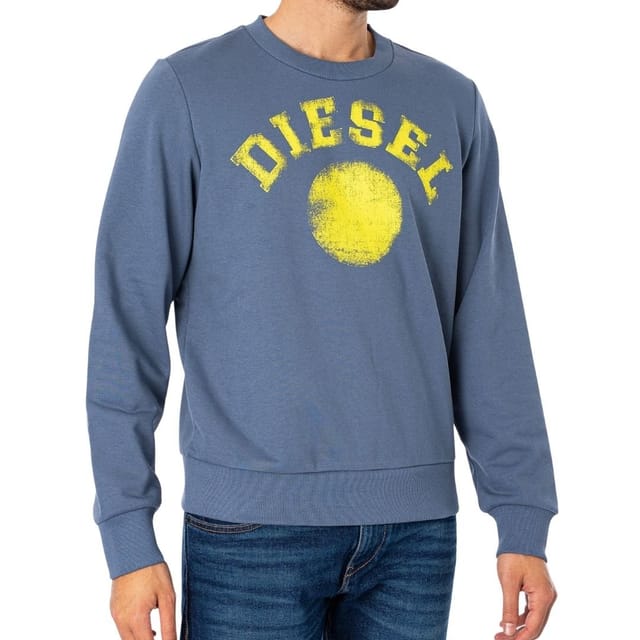 Diesel Diesel Men's Distressed Dot Logo Blue Sweatshirt - 3