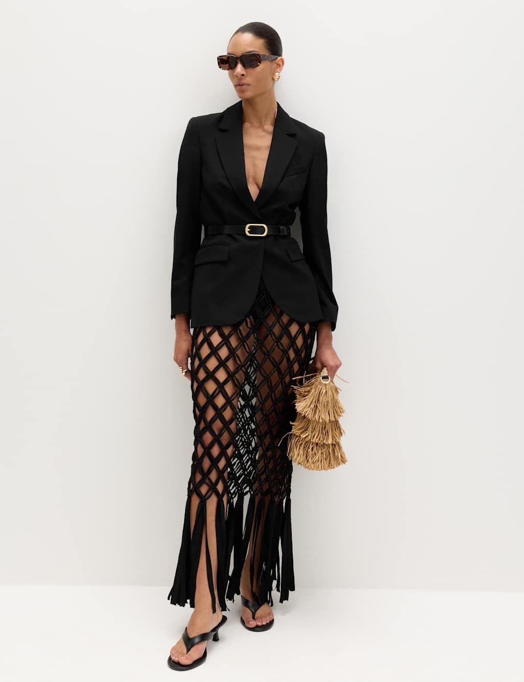 Marks & Spencer M&S Textured Open Maxi Beach Skirt Black