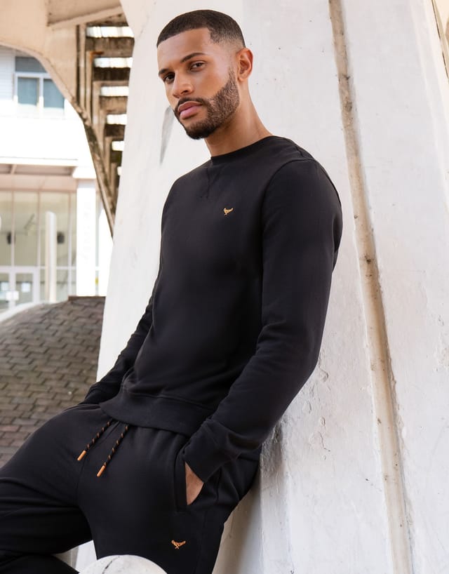 Threadbare Threadbare Men's Cotton Blend 'Satsuma' Crew Neck Sweatshirt in Black - 2
