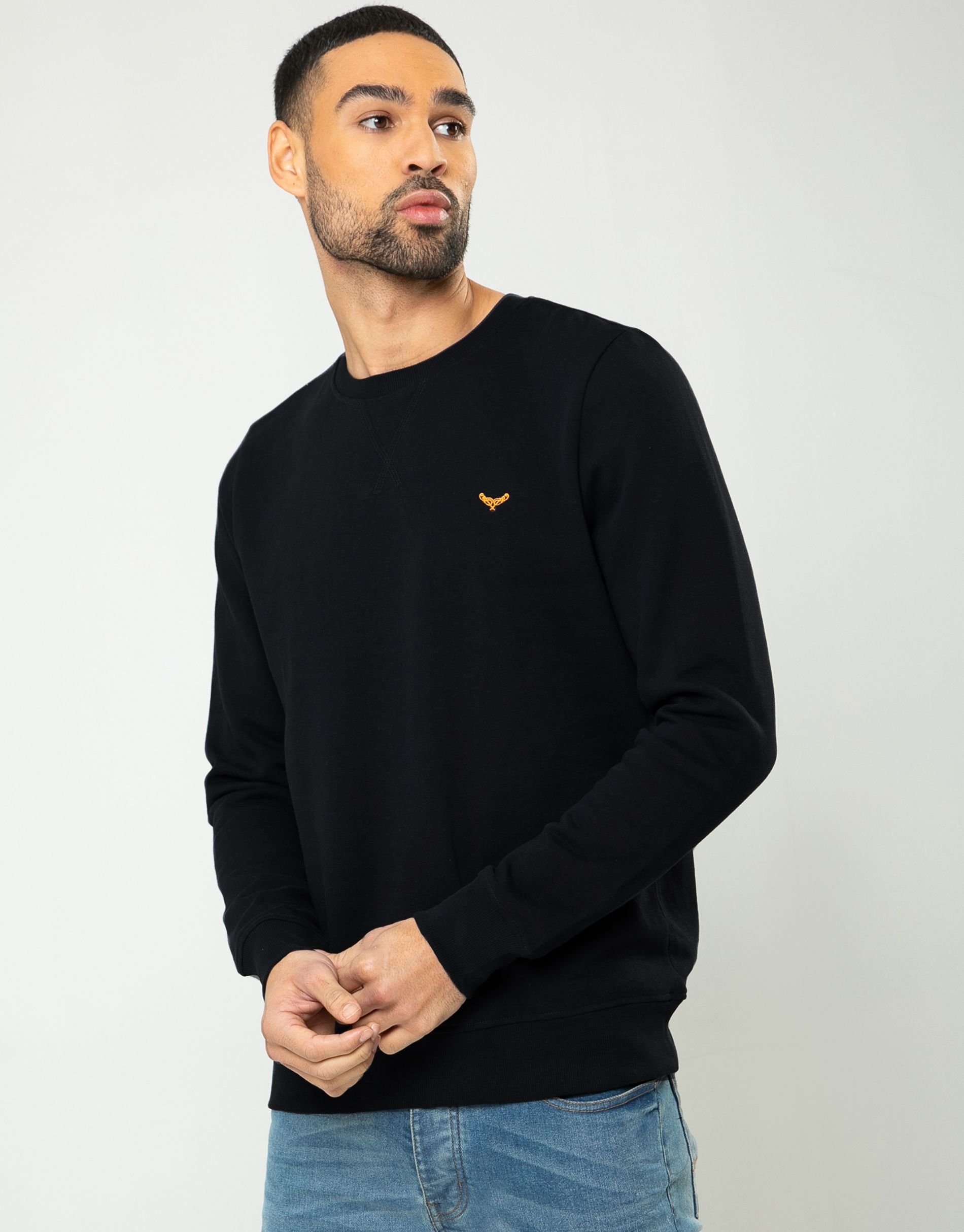 Threadbare Threadbare Men's Cotton Blend 'Satsuma' Crew Neck Sweatshirt in Black - 3