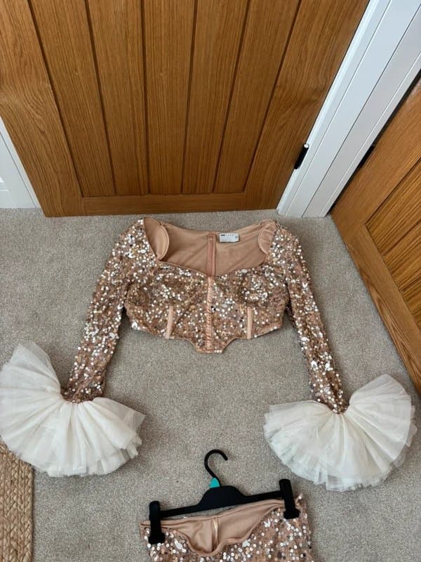 Asos luxe Stunning sequin festival outfit size 14/16