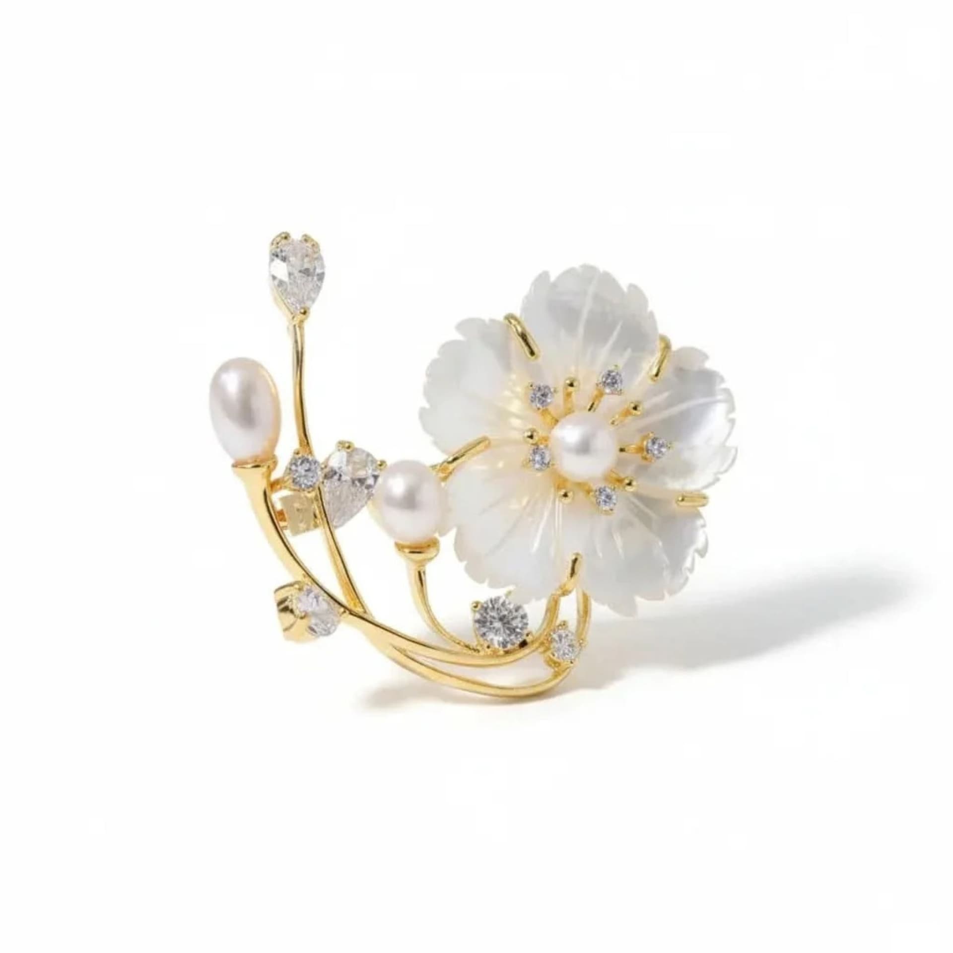 Angel Barocco Angel Barocco Women's Mother Shell Floral Pearl Brooch