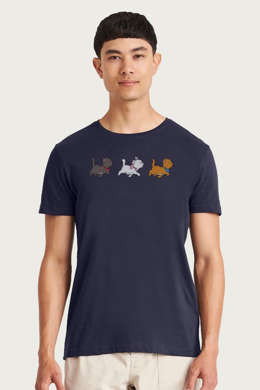 The Aristocats The Aristocats Men's DisneyBerlioz Marie & Toulouse T-Shirt in Navy - 1