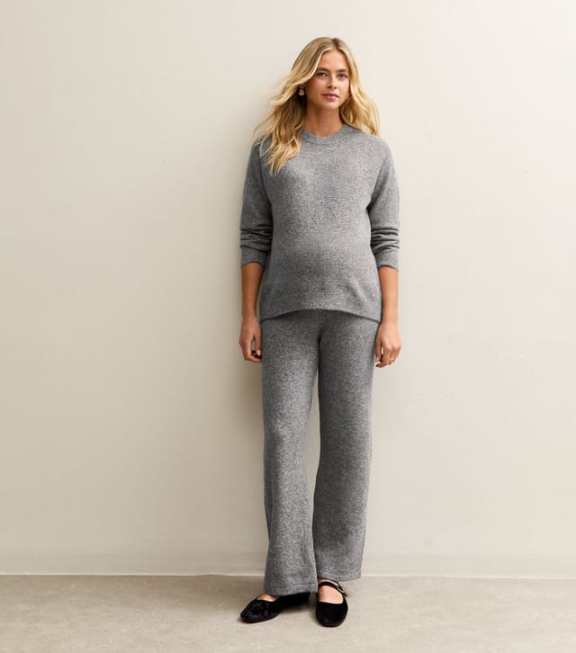 New Look Women's Maternity Mid Grey Knit Wide Leg Trousers New Look - 3
