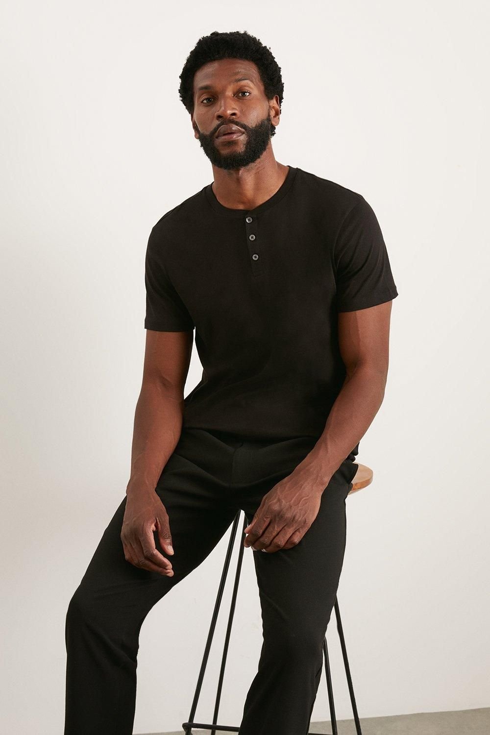 Burton Burton Men's Black Grandad Neck T-Shirt - 2