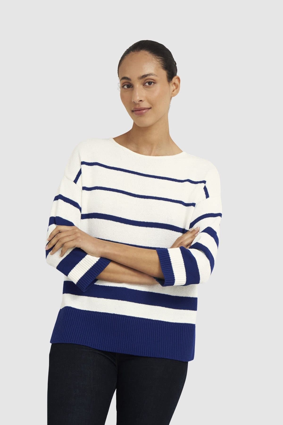 Hobbs London Hobbs London Women's Elaine Stripe Jumper in White