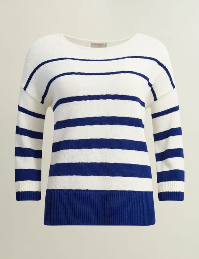 Hobbs London Hobbs London Women's Elaine Stripe Jumper in White - 2