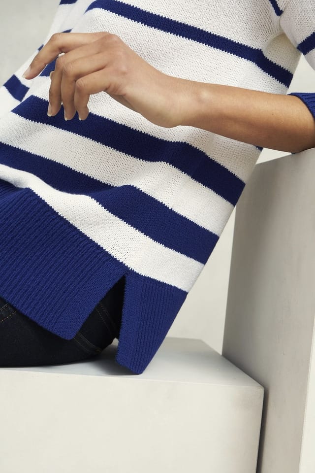 Hobbs London Hobbs London Women's Elaine Stripe Jumper in White - 3