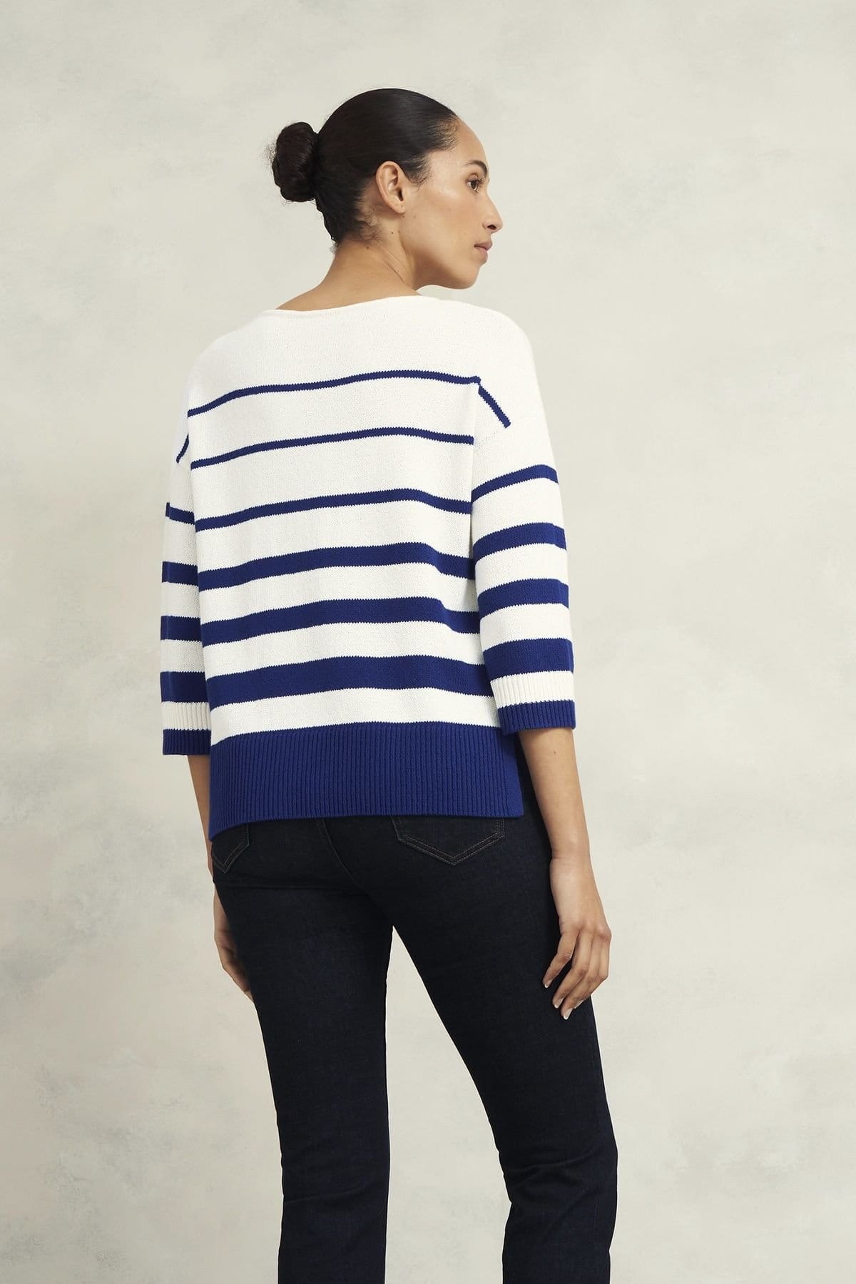 Hobbs London Hobbs London Women's Elaine Stripe Jumper in White - 4