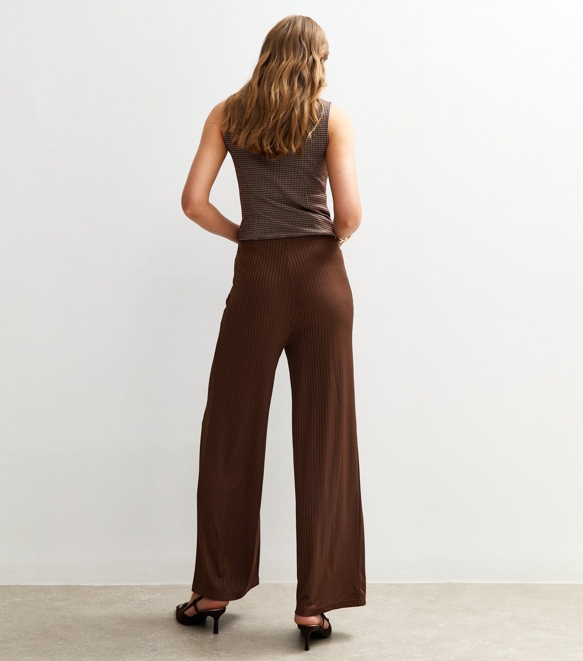 New Look Women's Brown Ribbed Wide Leg Trousers New Look - 4
