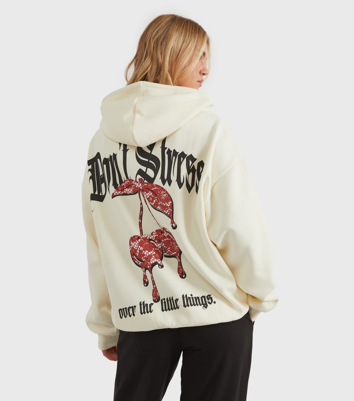 Skinnydip Women's Cream Don't Stress Logo Hoodie Skinnydip New Look