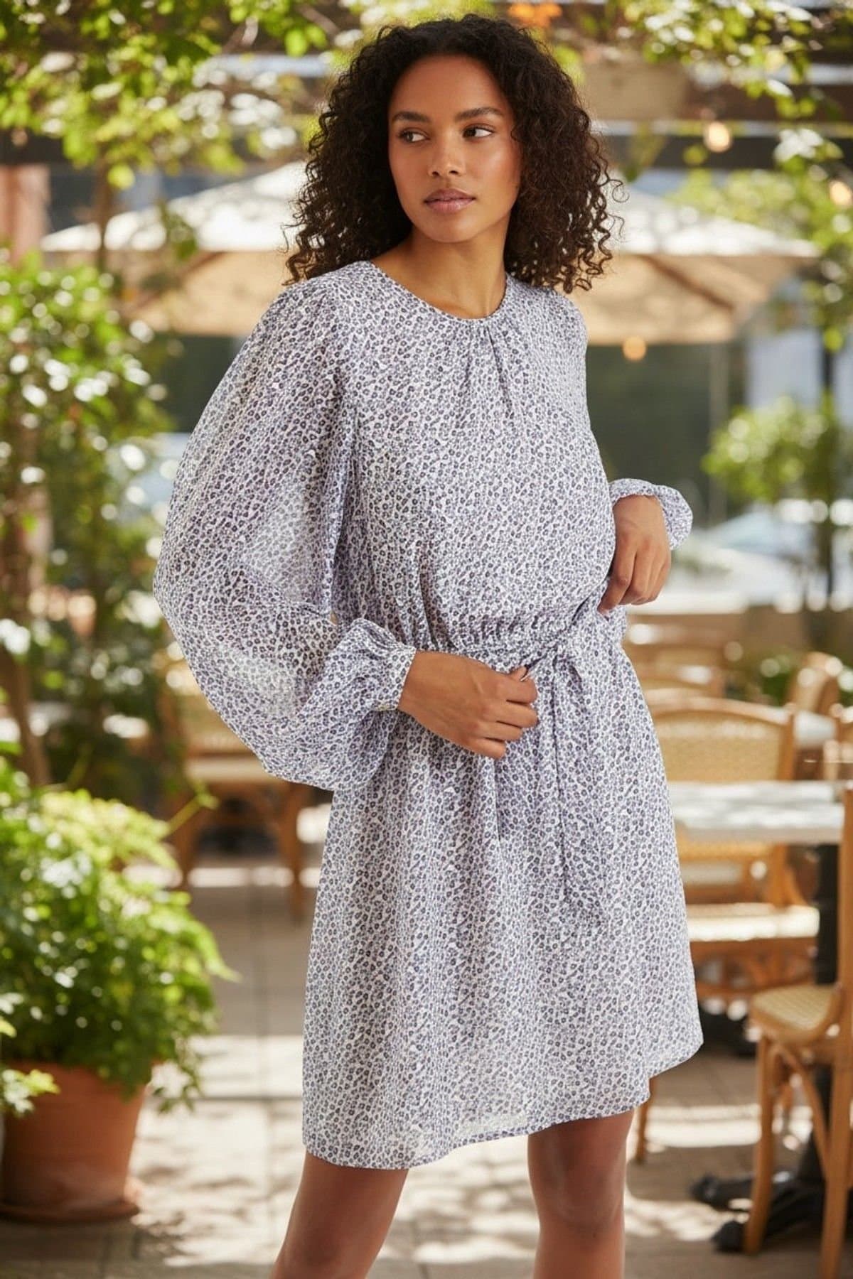 Louche Louche Women's Belynda Rosetta Long Sleeve Mini Dress in Purple