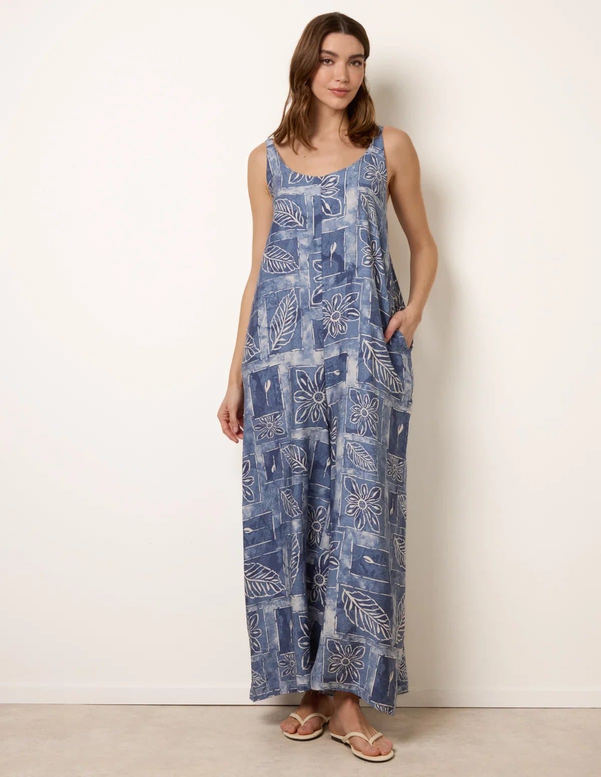 Blue Vanilla Floral Printed Oversized Jumpsuit