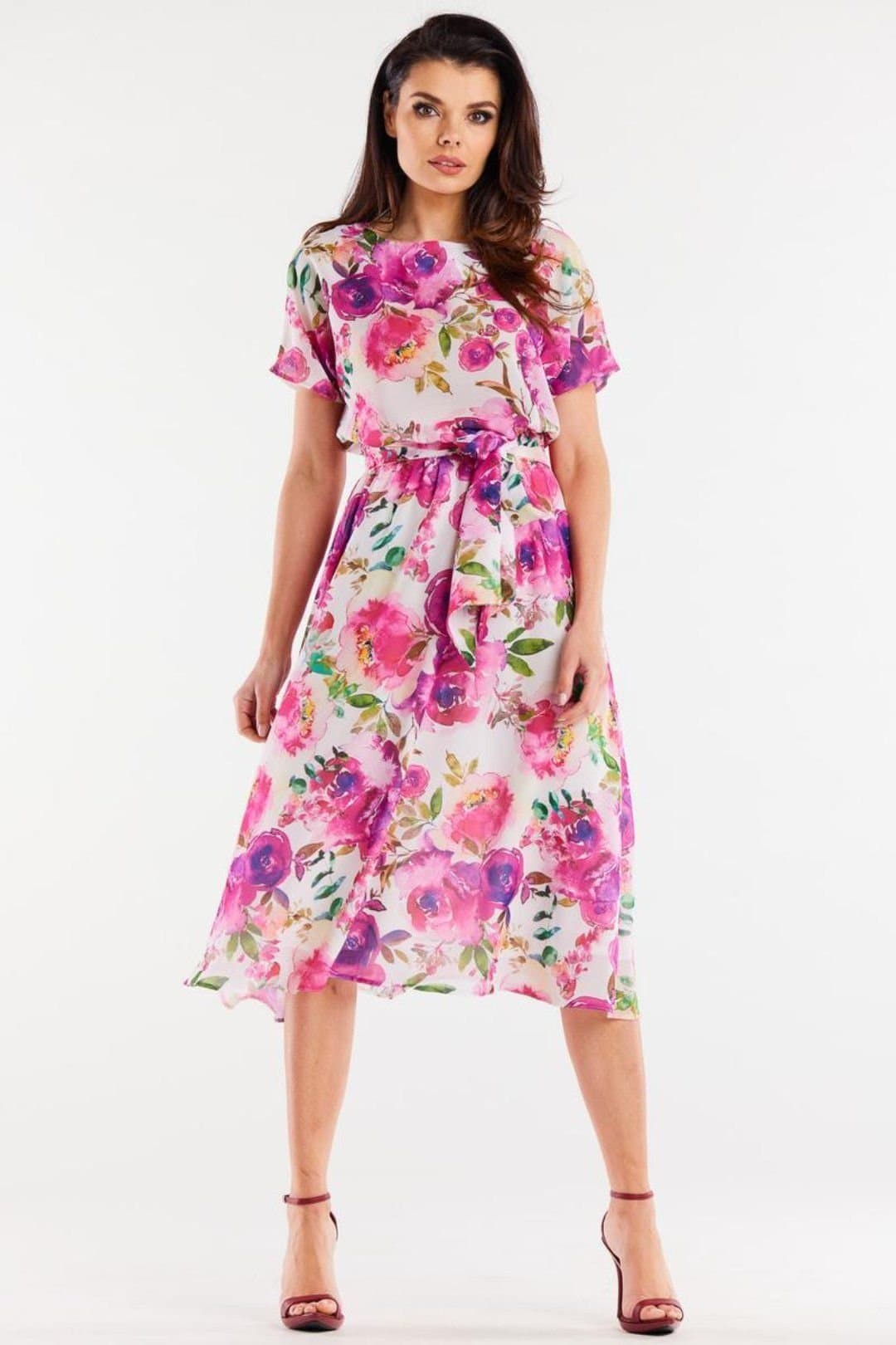 Love Lace Love Lace Women's Chiffon Day Dress with Elastic Lining Belt