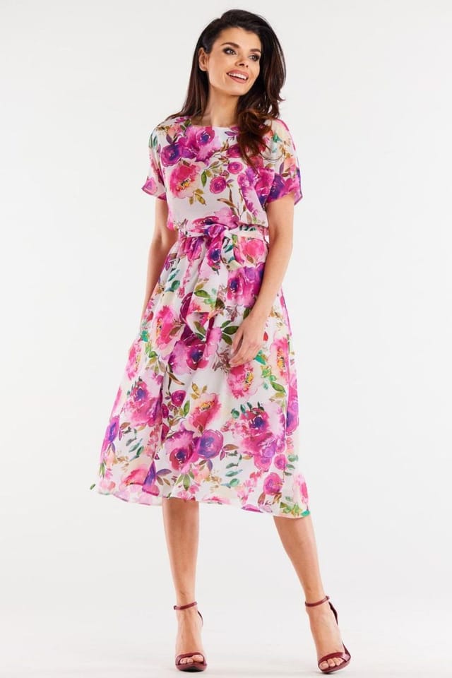 Love Lace Love Lace Women's Chiffon Day Dress with Elastic Lining Belt - 2