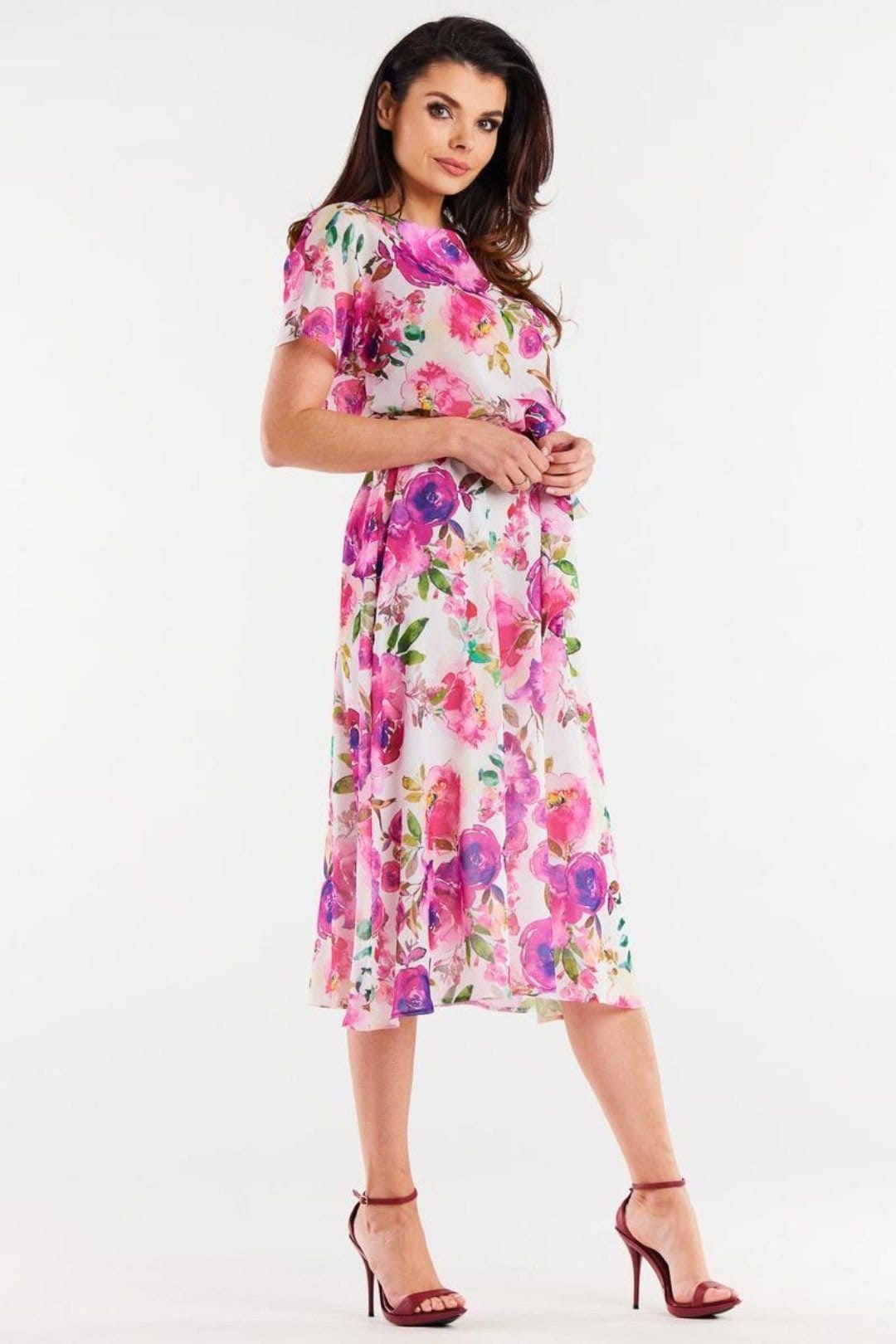 Love Lace Love Lace Women's Chiffon Day Dress with Elastic Lining Belt - 4
