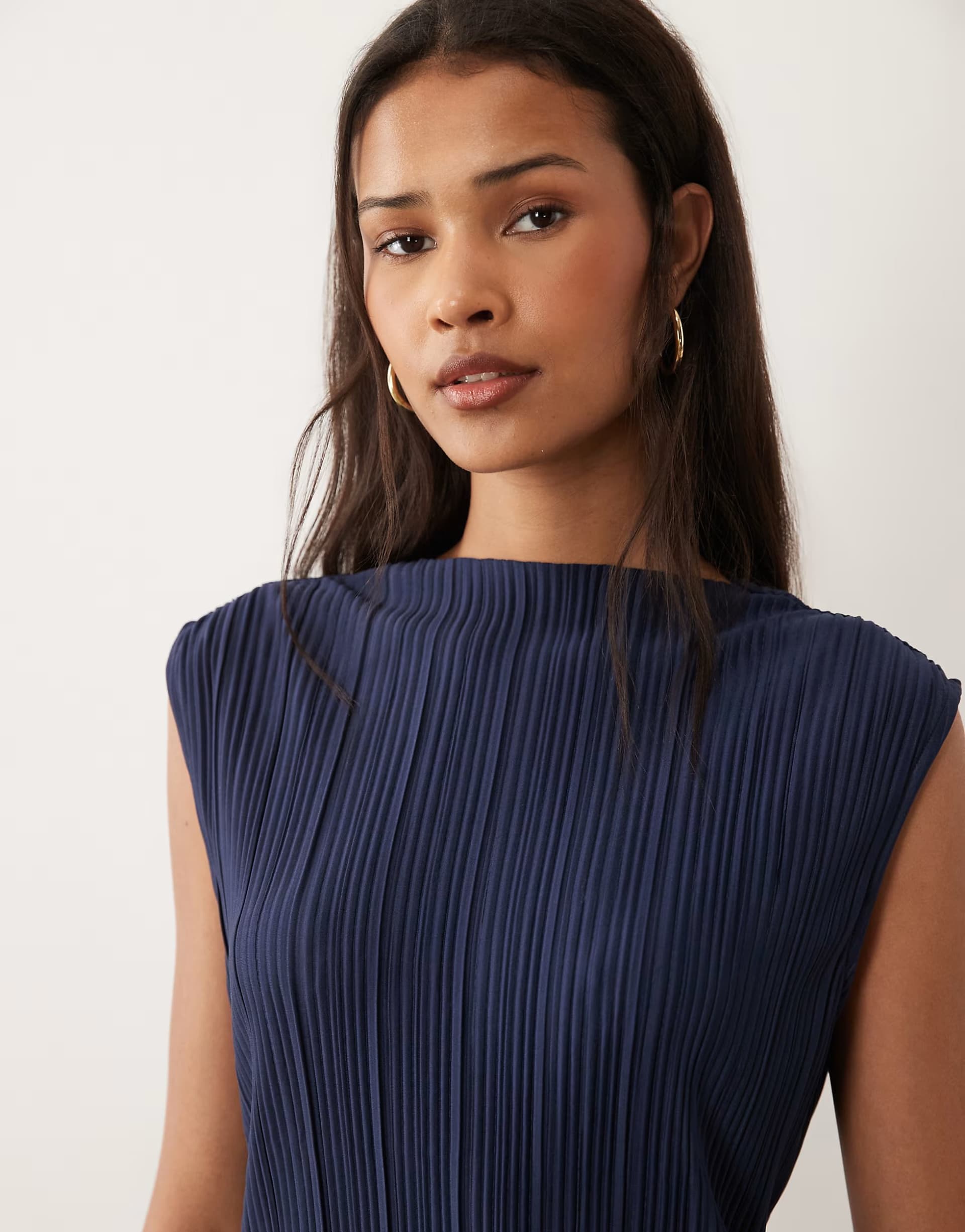 ASOS Vila plisse sleeveless top co-ord in navy