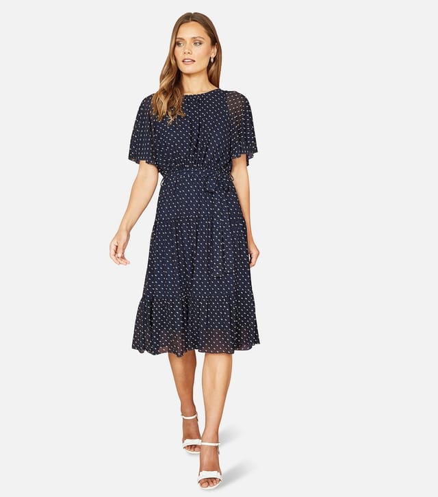 Yumi Women's Navy Dot Mesh Dress Yumi New Look - 2