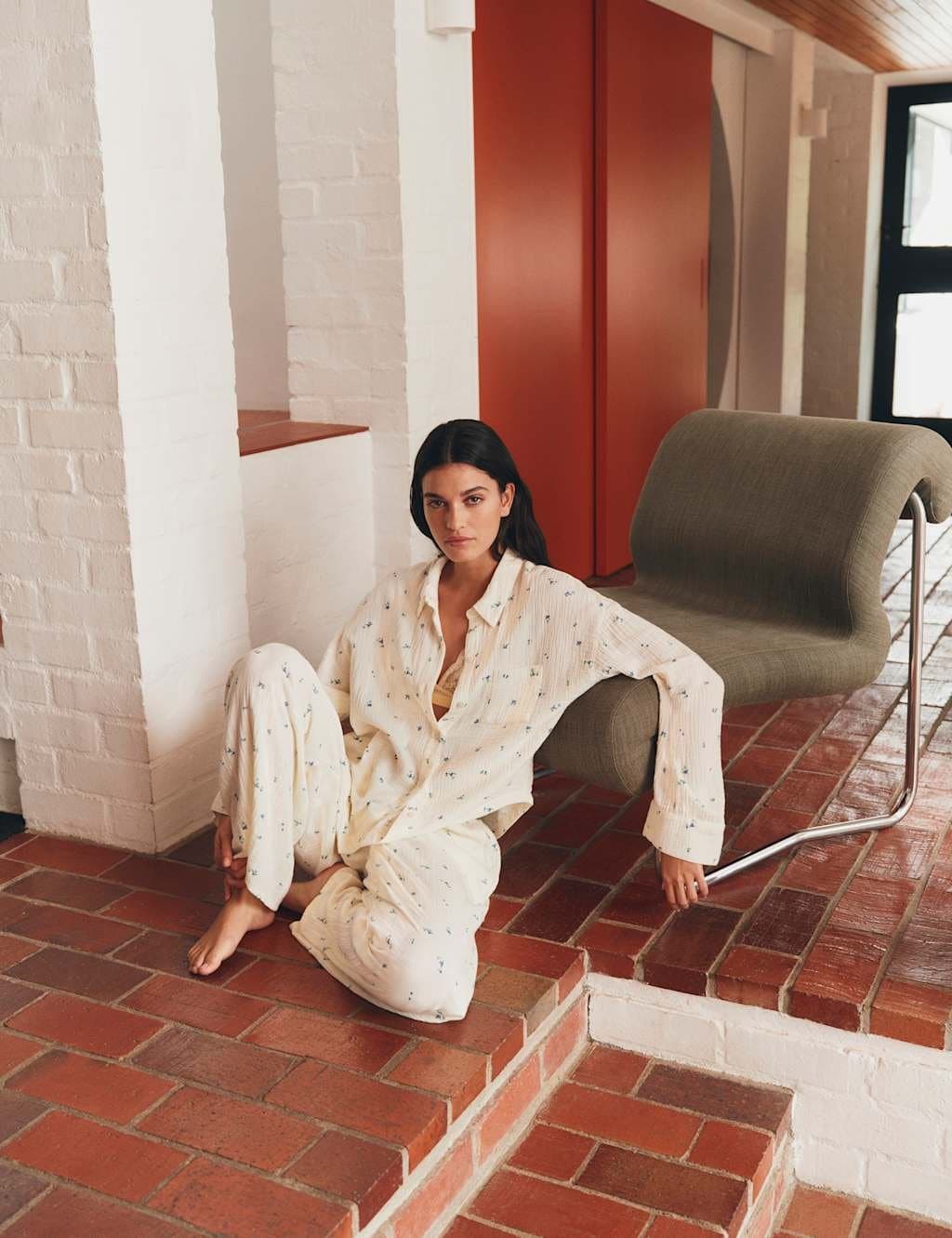 Marks & Spencer M&S Cool Comfort™ Muslin Pyjama Bottoms Yellow Mix