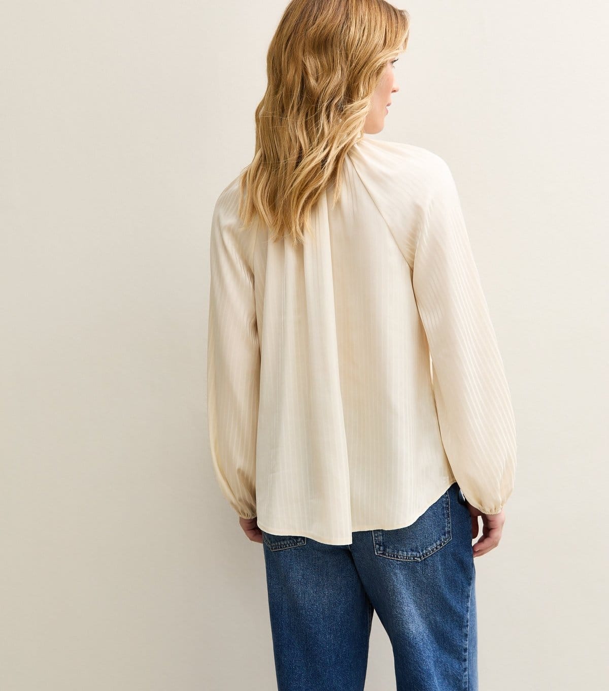 New Look Women's Cream Striped Pussybow Neck Blouse New Look - 4