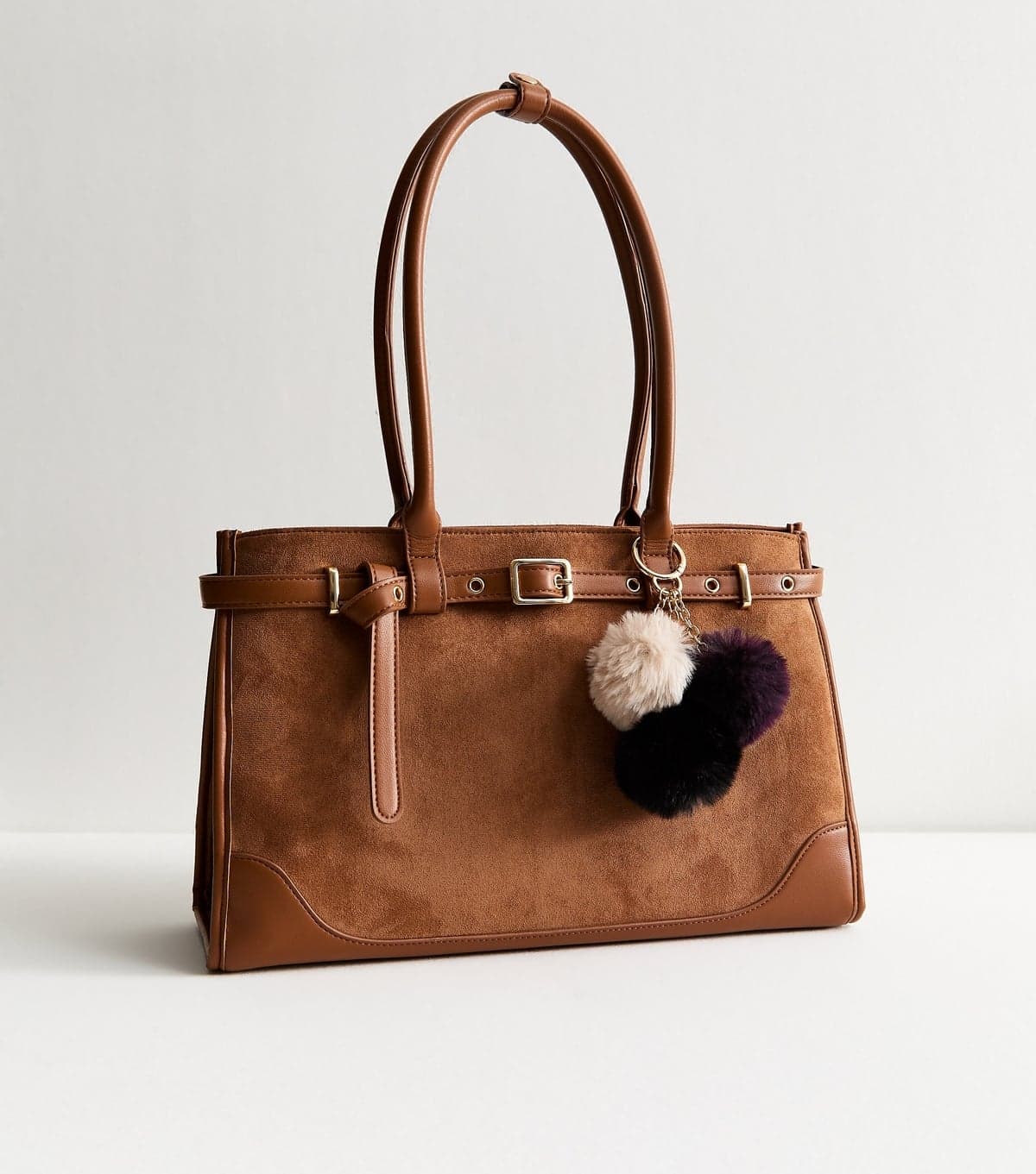 New Look Multicoloured Three Pom Fluffy Bag Charm New Look