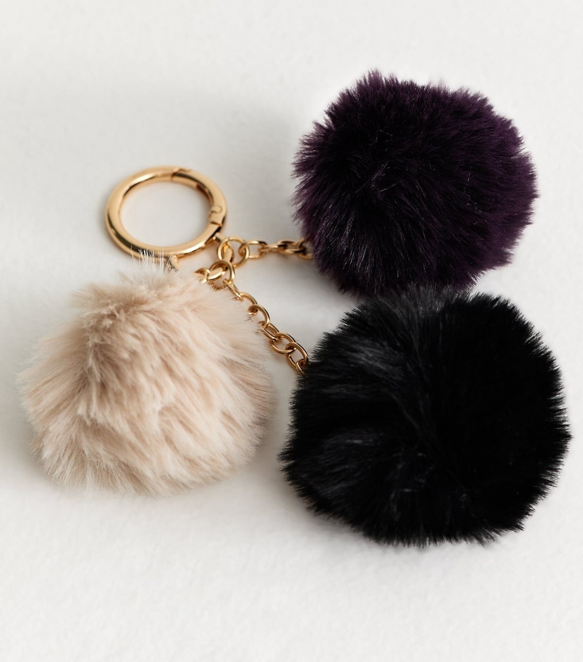 New Look Multicoloured Three Pom Fluffy Bag Charm New Look - 4