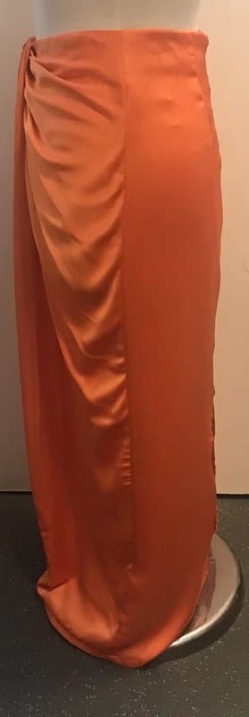 Never Fully Dressed £89 Brand New Never Fully Dressed Orange Satin Ruched Maxi Skirt size UK 8