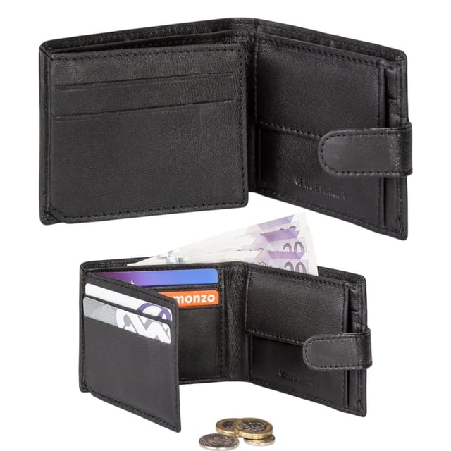 Woodland Leathers Woodland Leathers Men's Men's RFID Leather Wallet with ID Window & Coin Pocket in Black - 2